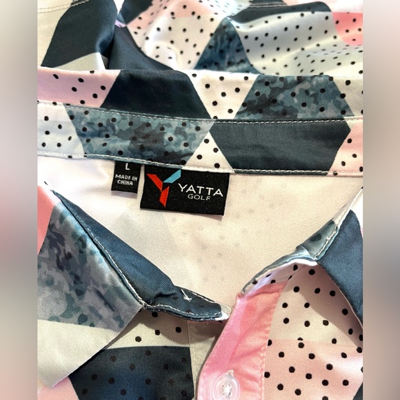 Yatta Performance Golf  Polo Shirt geometric triangle Casual Confort Men’s L - Picture 5 of 7